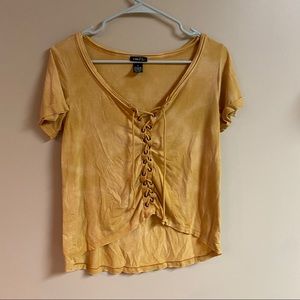 Yellow lace up top